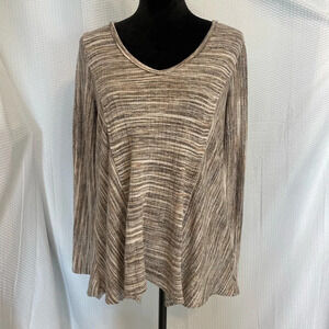 Knox Rose v-neck long sleeve soft browns striped sweater size medium